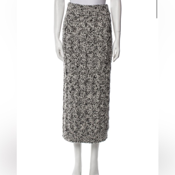 Jil Sander Wool Midi Skirt Black and Ivory - Picture 4 of 7